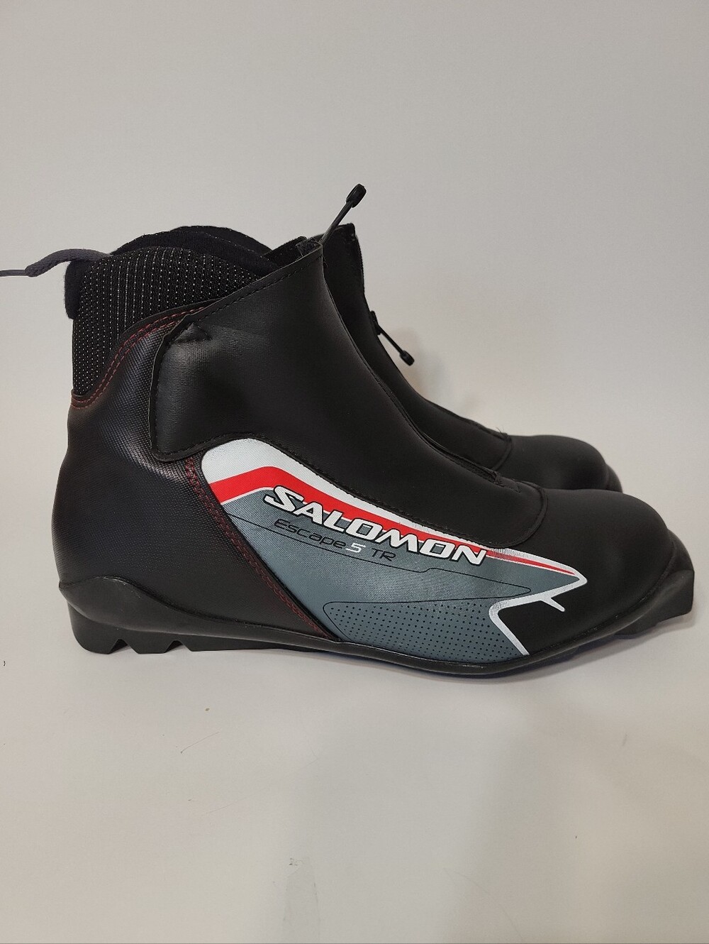 Salomon Escape 5 TR Black Red Cross Country Lace Zipper Ski Boots Men 10.5